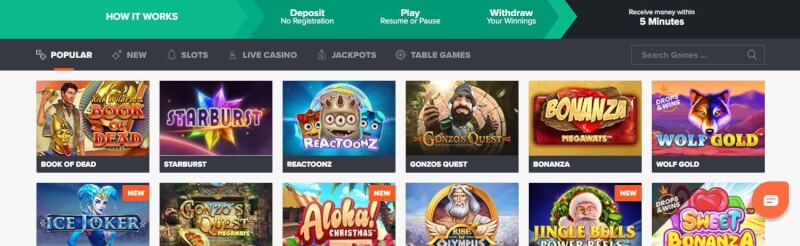 Ninja casino pay n play casino lobby offers games and extra proposes to players-logo