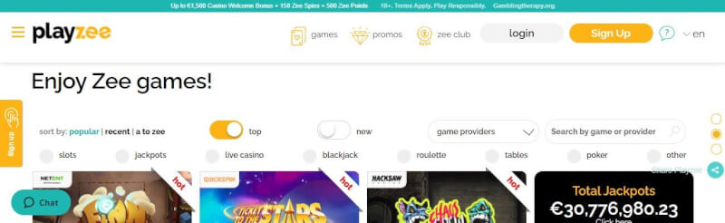 playzee casino homepage provides gambling games, very first deposit bonus and campaigns for brand new players-logo