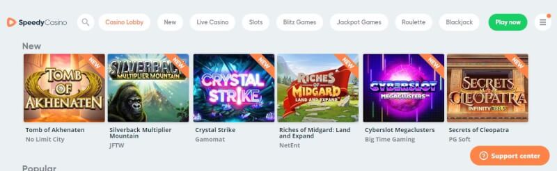 speedy casino lobby offers casino games and quick deposit alternative making use of Trustly payment method-logo