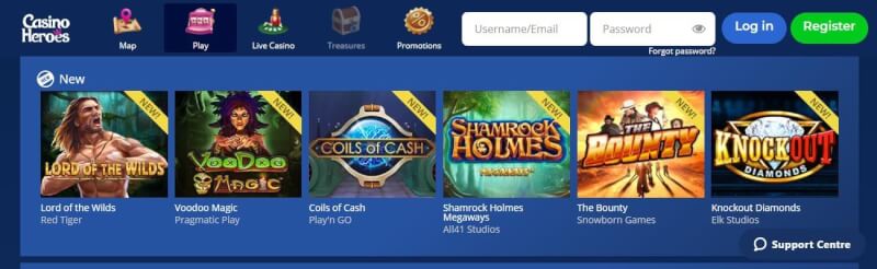 casino heroes website offers casino games, yeni oyunçular üçün ilk depozit bonusu və promosyonlar-loqosu