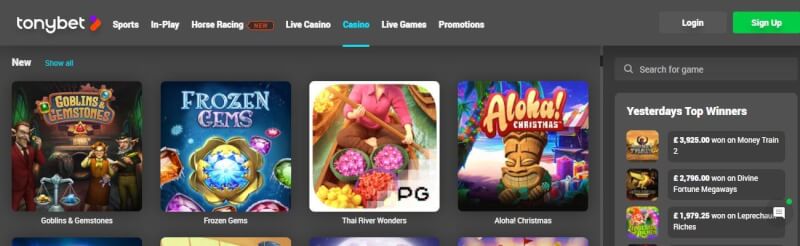 TonyBet Casino is manufactured amazing however the selection of games provided by a number of pc software developers. Available all gambling games and incentives from homepage-logo