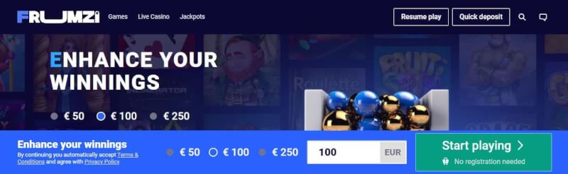 frumzi pay n play casino website provides gambling games, ilk depozit əlavə və yeni oyunçular üçün promosyonlar-loqosu