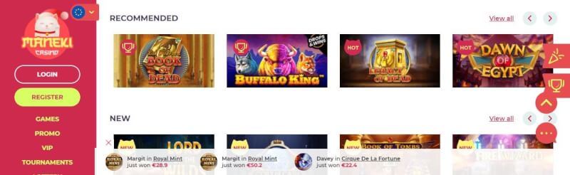 maneki casino website provides gambling games, çox ilk depozit əlavə və yeni oyunçular üçün təkliflər-loqosu