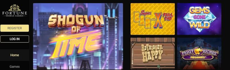 fortune mobile casino homepage offers gambling games, ilk depozit əlavəsi və yeni oyunçular üçün promosyonlar-loqosu