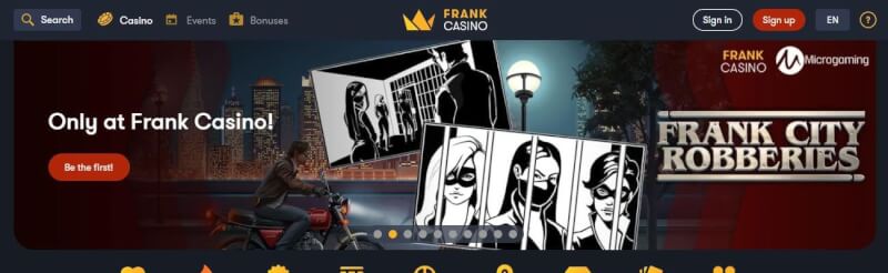 frank casino website offers gambling games, ilk depozit əlavə və yeni oyunçular üçün promosyonlar-loqosu