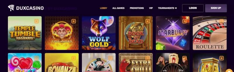 duxcasino website offers gambling games and offers for brand new players-logo