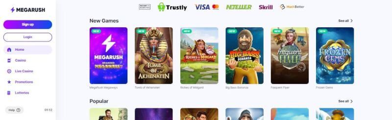 megarush website provides casino games, ilk depozit bonusu və yeni oyunçular üçün promosyonlar-loqosu