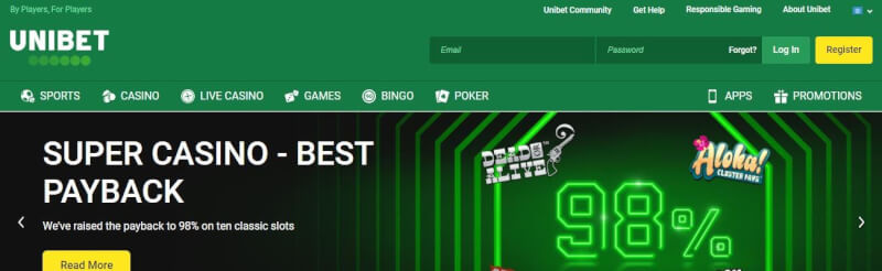 the ultimate Casino experience, check Unibet today and luxuriate in all the casino classics, including slots, Blackjack, Roulette and Baccarat-logo
