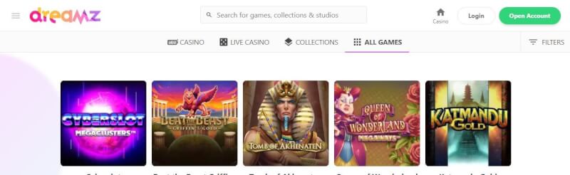 dreamz casino homepage provides gambling games and offers for new players-logo