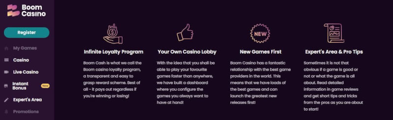 Boom Casino offers gambling games and live casino + immediate bonus for brand new players-logo