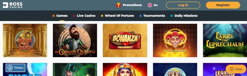boss casino website provides casino games, first deposit bonus and promotions for new players-logo