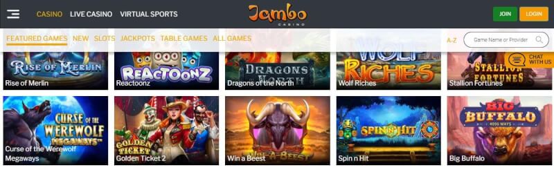 jambo casino website offers casino games, ilk depozit bonusu və yeni oyunçular üçün təkliflər-loqosu