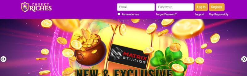 cheeky riches homepage offers gambling games, ilk depozit əlavəsi və yeni oyunçular üçün promosyonlar-loqosu