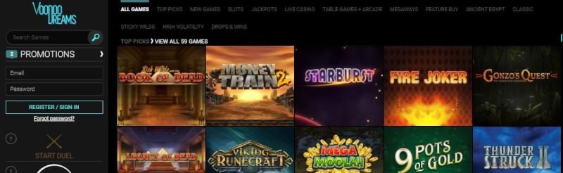 voodoo desires homepage offers casino games, ilk depozit əlavə və yeni oyunçular üçün kampaniyalar-loqosu