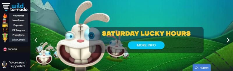 wild tornado lobby offers hot games, new games, payments choices, vip program, offers and slots combat-logo